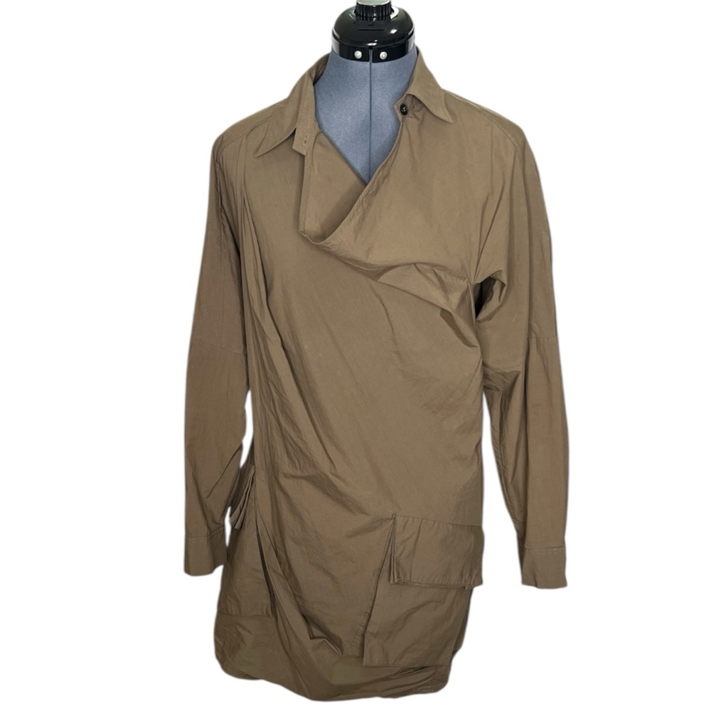 ALLSAINTS Kika Brown Asymmetrical Shirt Dress